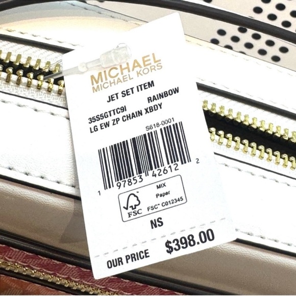 Michael Kors Jet Set Large Rainbow Signature Logo Crossbody Bag Rainbow - Picture 6 of 6